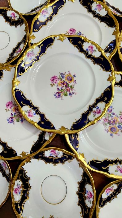 Чайно-кофейный сервиз "Мейсенский букет" ГДР. Кобальт. Дёшево !