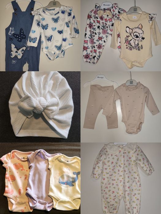 Комплект бебешки дрешки за момиче (0–6 месеца) като нови