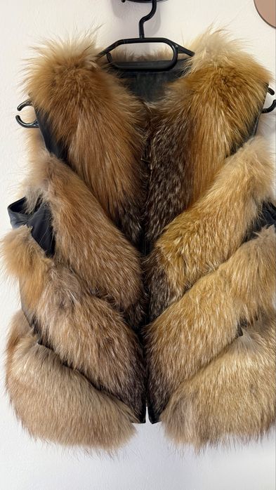 Haina de blana full de Vulpe Canadiana, cu fermoar, model Transformers 2 in 1, "V"