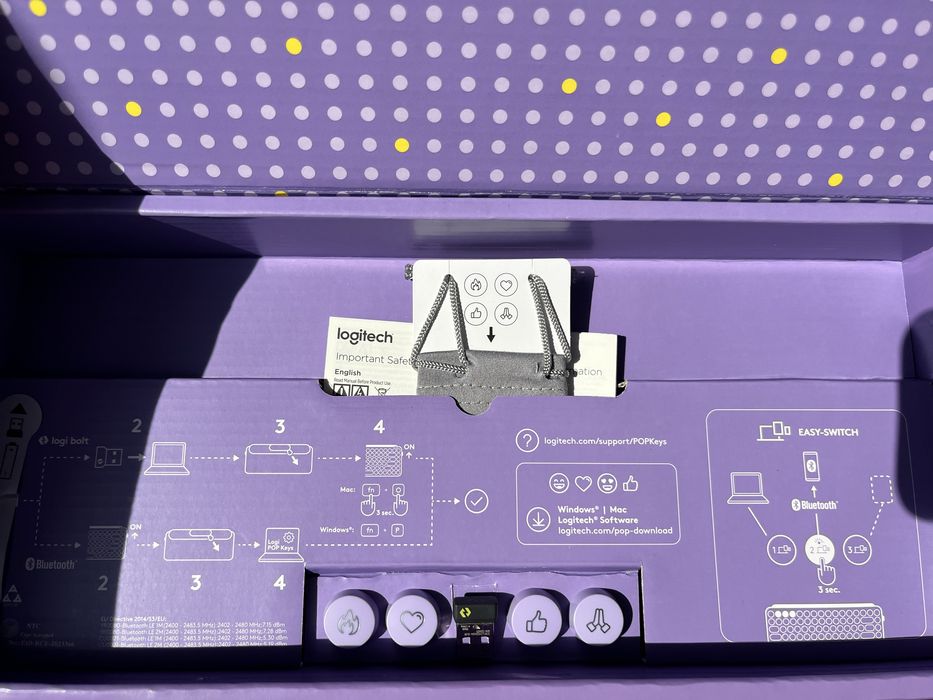 Клавиатура Logitech POP Keys - лилаво с жълто