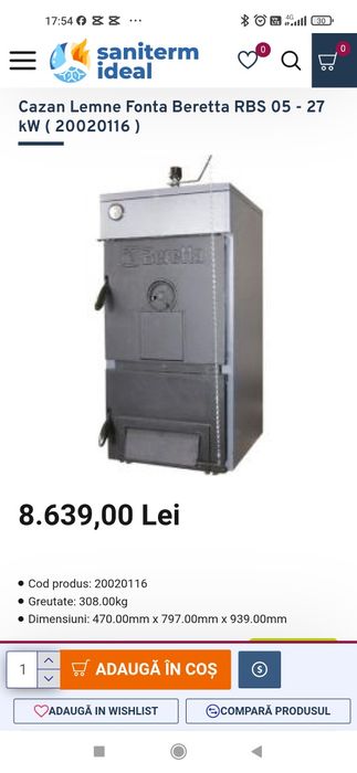 Centrala pe lemne fonta Beretta RBS 05-27KW