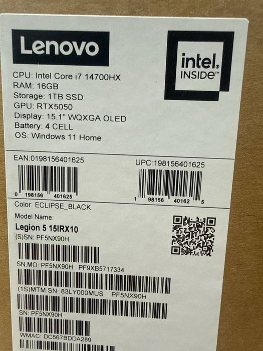 Игровой ноутбук Lenovo LEGION 5 15IRX10 (USA)
