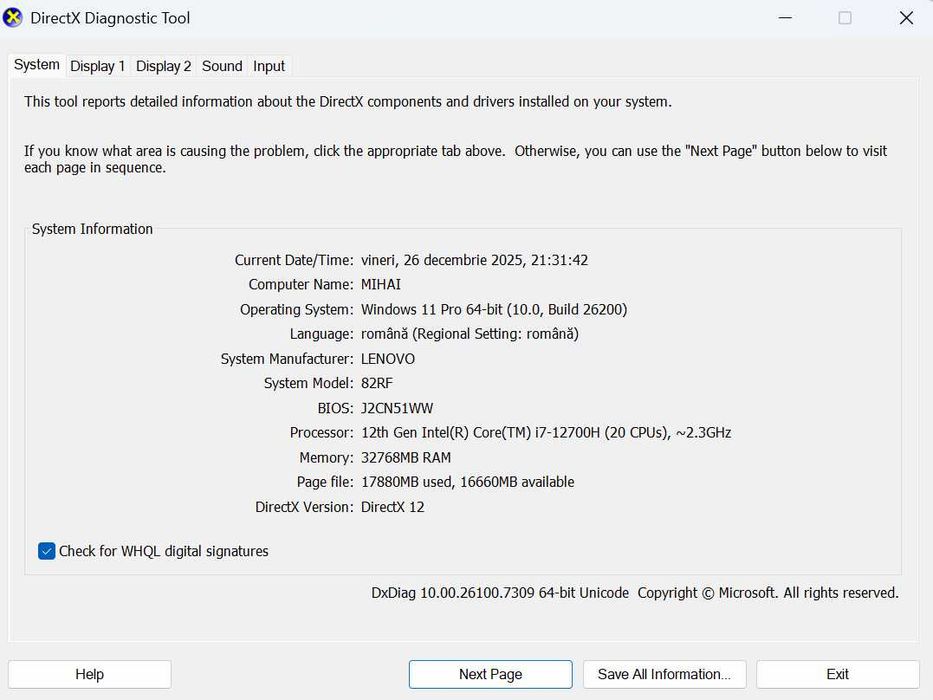 Lenovo Legion 5 Pro 16” – i7 / RTX 3070 / 32GB / 1TB