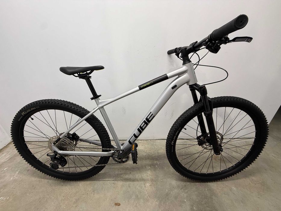 Bicicleta MTB Cube Attention SLX 2023 Silvergrey Lime marime L 20" Shimano 1x12 Furca RockShox Air