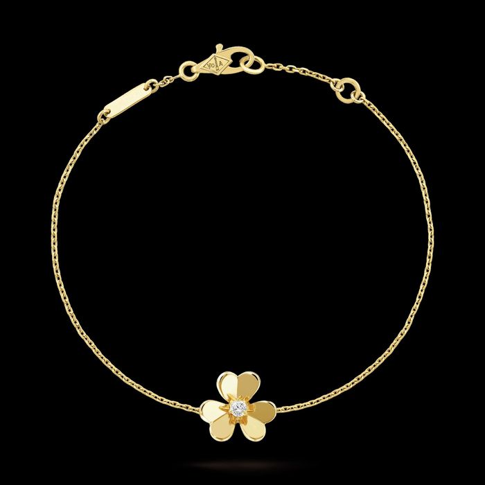 Van Cleef & Arpels VCA Gold Mini Frivole Diamond Clover Дамска Гривна