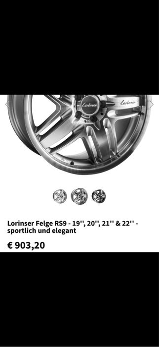 Jante Lorinser RS9 R19 5x112 Vand / Schimb