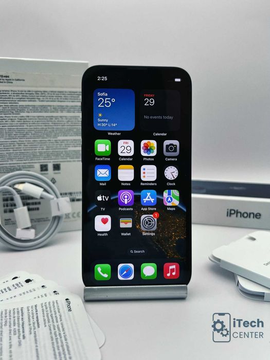iPhone 13 mini, 128GB, Midnight, 100% батерия, КАТО НОВ, 1г. ГАРАНЦИЯ!
