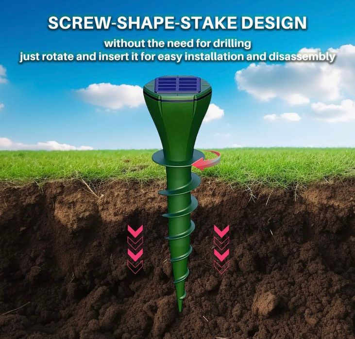 Соларен ултразвуков уред репелент против къртици, змии и гризачи