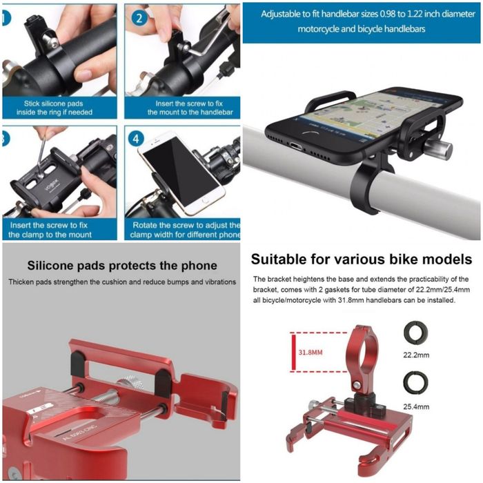 Suport aluminiu telefon ghidon bicicleta moto trotineta atv glovo