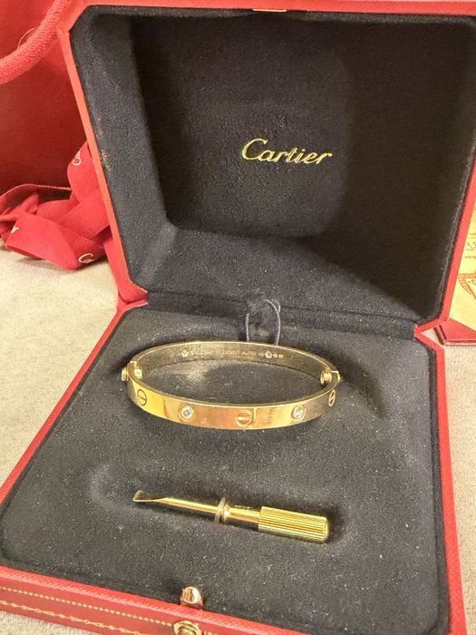 Cartier гривна и обеци Love с диаманти 18к.злато