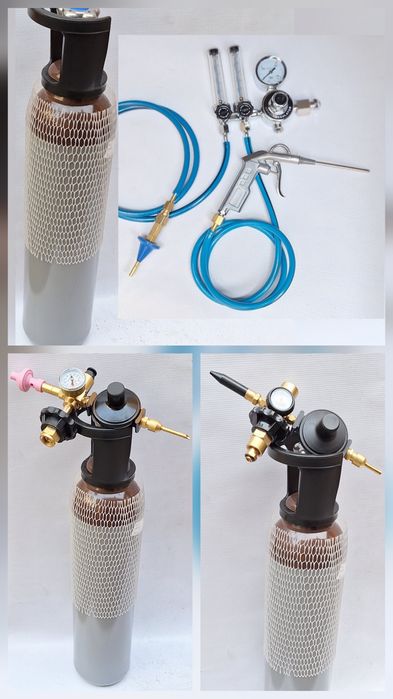 Хелий бутилка заредена и регулатори с приставки, видове