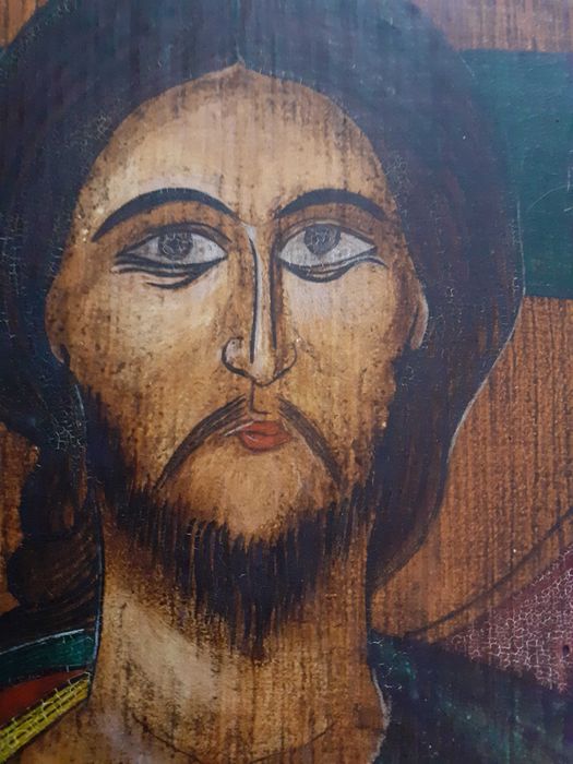 icoana veche Isus Maica Domnului pictura pe lemn