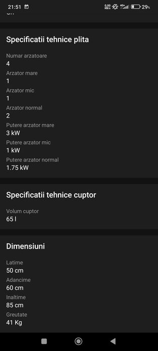 Aragaz Hansa FCMX59229, Gaz, 4 arzatoare, Mixt, Grill,Rotisor,Clasa A