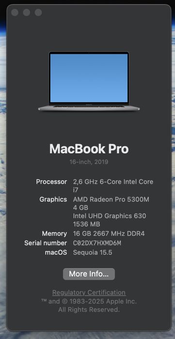 MacBook Pro 16” - 2019 - i7 2.6 Ghz - Full Box