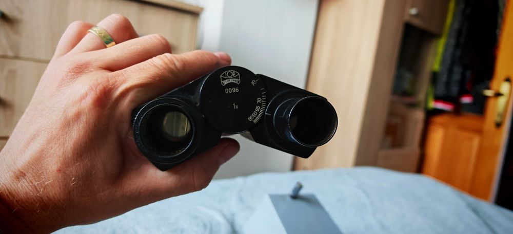 Piese microscop IOR București, probabil MC7, cap binocular + revolver obiective + modul optic