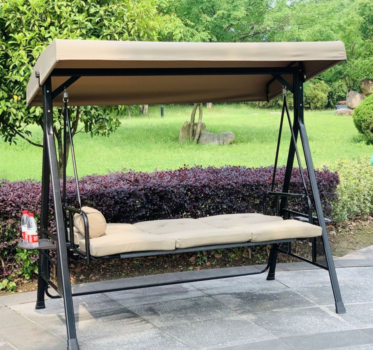 Садовые качели с навесом, серый цвет, 3-местные