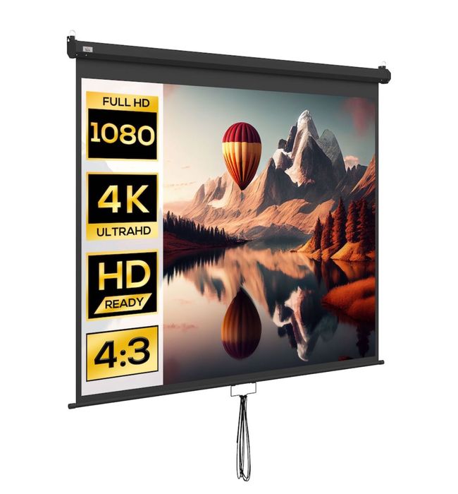 Прожекционен екран 100 инча, HOMCOM, формат 4:3, 203x152см