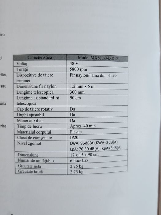 Motocoasa/ trimmer cu acumulator 48V LIDER  NOUA