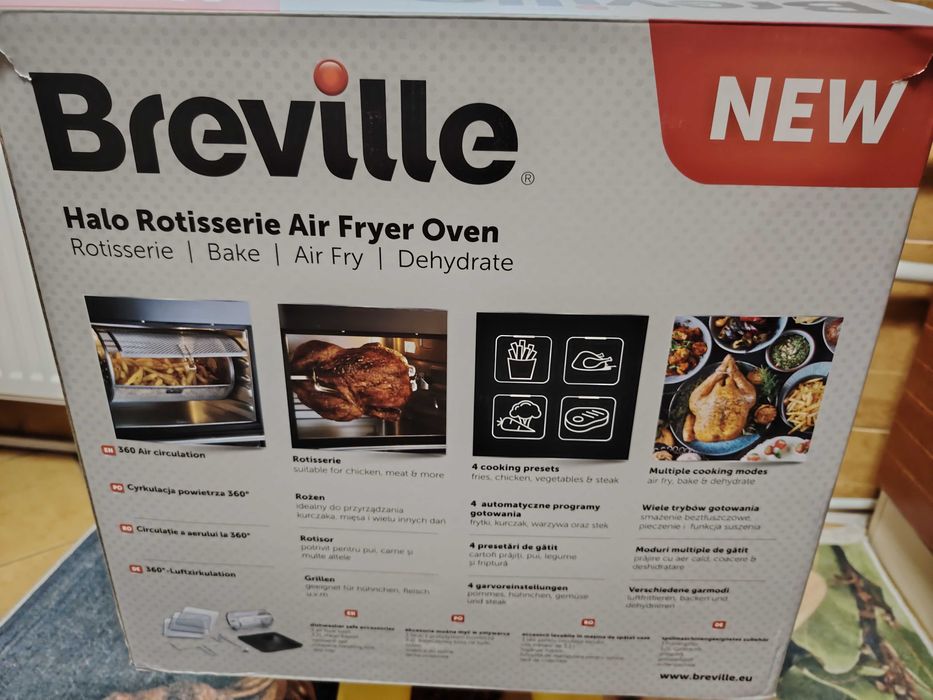 Airfryer, friteuză cu aer cald și rotisor, fără ulei, Breville, 10L