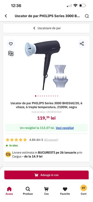 Vând uscător de păr Philips Series 3000