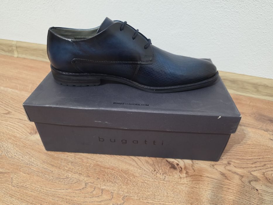Pantofi eleganți bărbați Bugatti piele naturală bleumarin mărimea 45