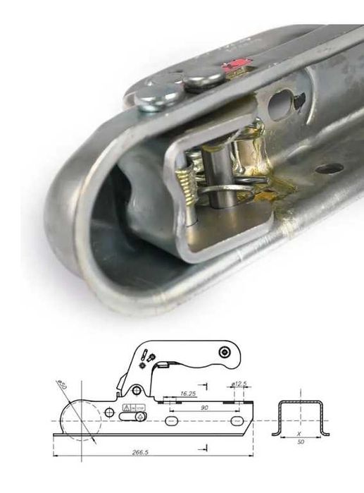 Замок для прицепа под швеллер 50мм 800кг Vamer Россия