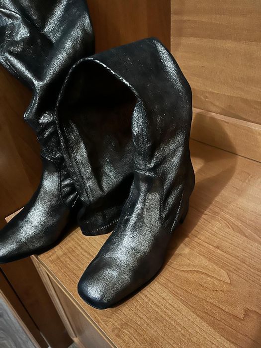 Cizme lungi argintiu-metalizat / Efect Gunmetal