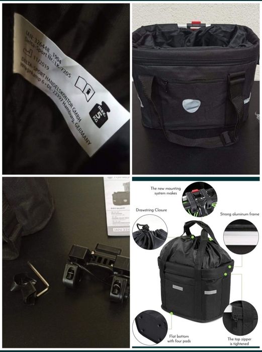 Geanta cos textil bicicleta pliabil fata impermeabil cumparaturi caine