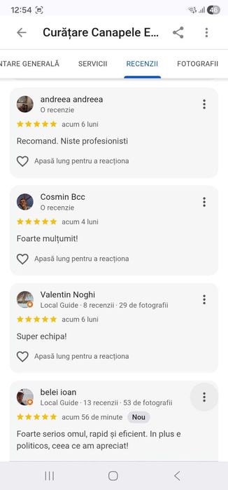 Curățare - igienizare: canapele, saltele, fotolii, la domiciliu.