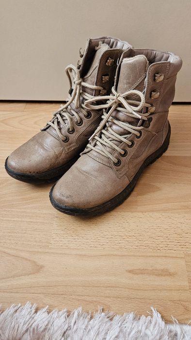 Зимни кубинки, ест.кожа, бежови, 39 номер