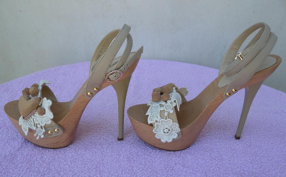Sandale BASCONI−100% ORIGINALE, elegante, NOI+Dantelă brodată manual!