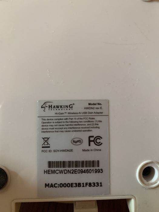 Hawking HWDN2  HI-Gain Wireless-N USB Dish Adapter