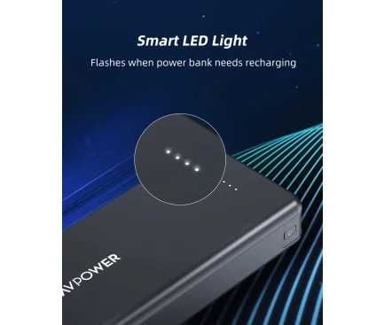 Power Bank 20000mAh 15W 2x USB-A 1x USB-C Neagra baterie externa