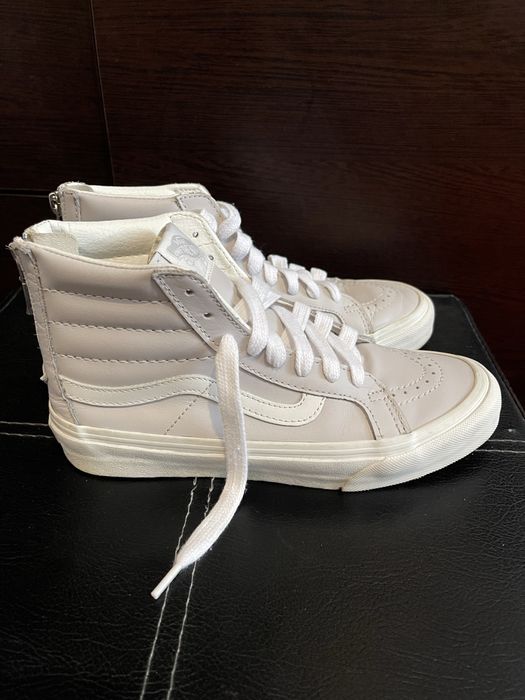 Adidași Vans Sk8-Hi piele albă • Mărime 35 • Fermoar spate • Stare foarte buna