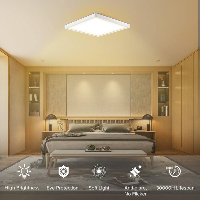 24 W LED димируема, водоустойчива 2700-6500K квадратна лампа