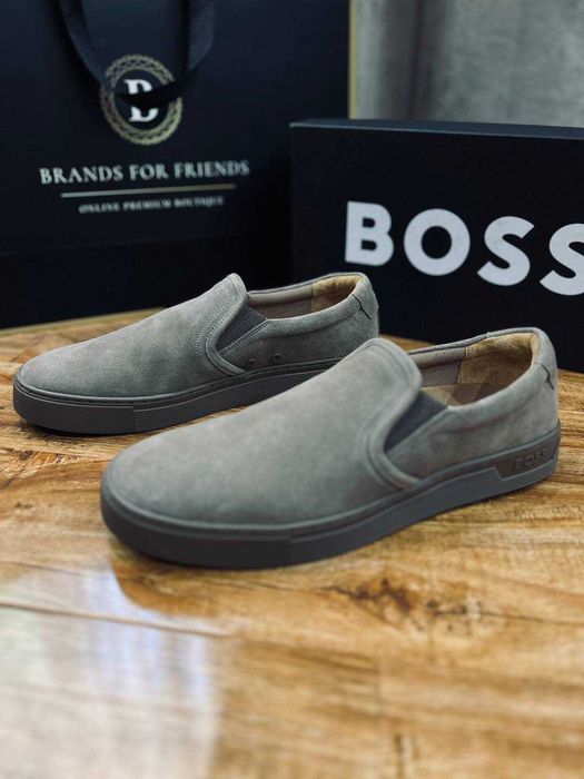 BOSS мужские слипоны из натуральной замши РАЗМЕР 42