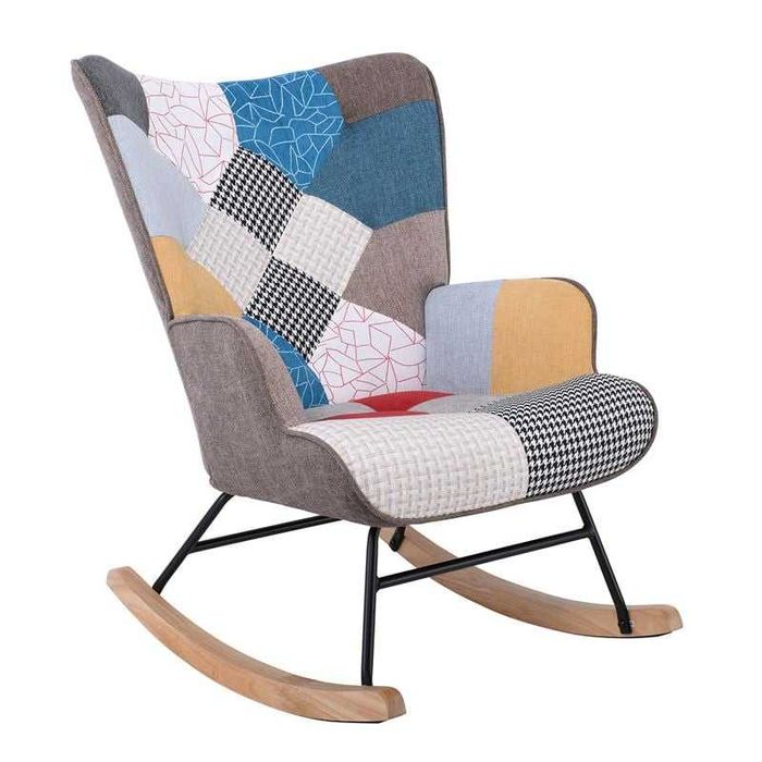 Стол, ALMA, Бял, Многоцветен, Сив,  Текстил, 67х86х92см.