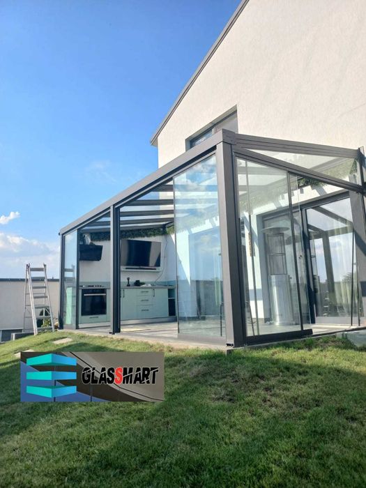 Inchidere Balcone , Terasa , Pergole retractabila cu LED, Bioclimatic Rolling Roof retractabila cu lamela alum., Wintergarden Acoperis fix din sticla