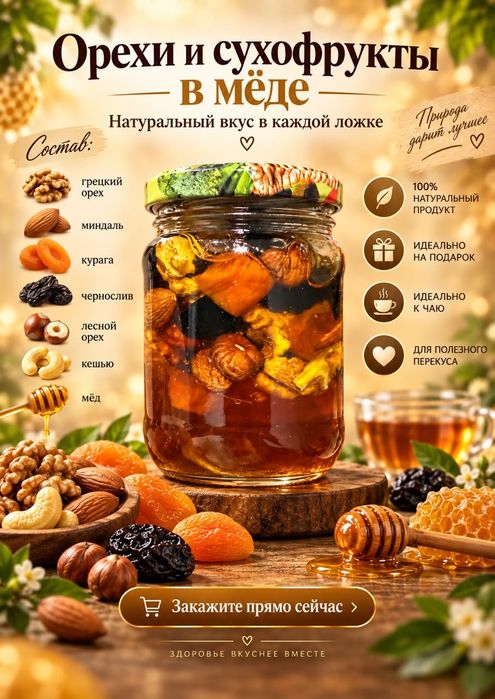 Сухофрукты с мёдом.