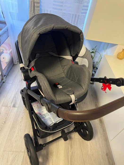 Cărucior pentru bebeluși 3 în 1 luxos, cu cadru din aluminiu