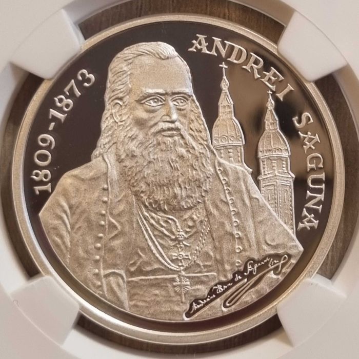 Moneda BNR 100 lei argint Andrei Saguna gradata NGC PF 66 UC
