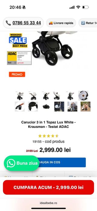 Carucior piele 3 in 1 Krausman
