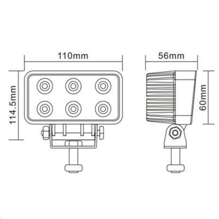Диоден Фар 18W 6 x 3W 12/24V супер мощни 2 броя комплект със стойки
