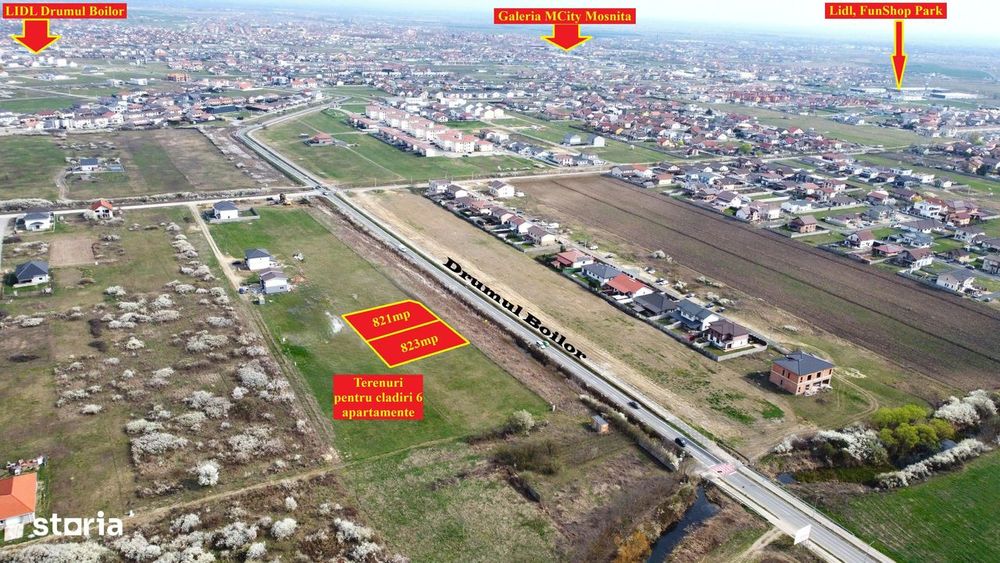 Teren pentru cladire cu 6ap - Acces la Drumul Boilor - Mosnita - 100e/