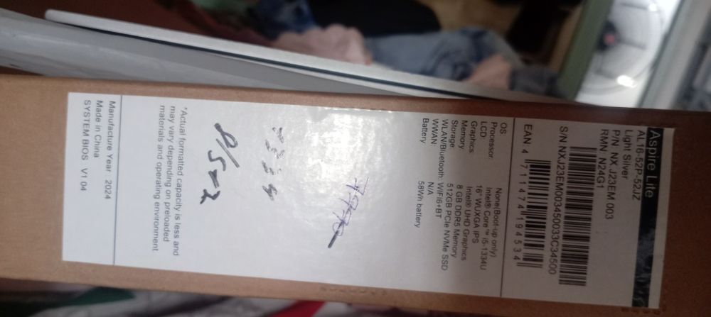 Notebook Acer aspire lite 16-52P-52JZ