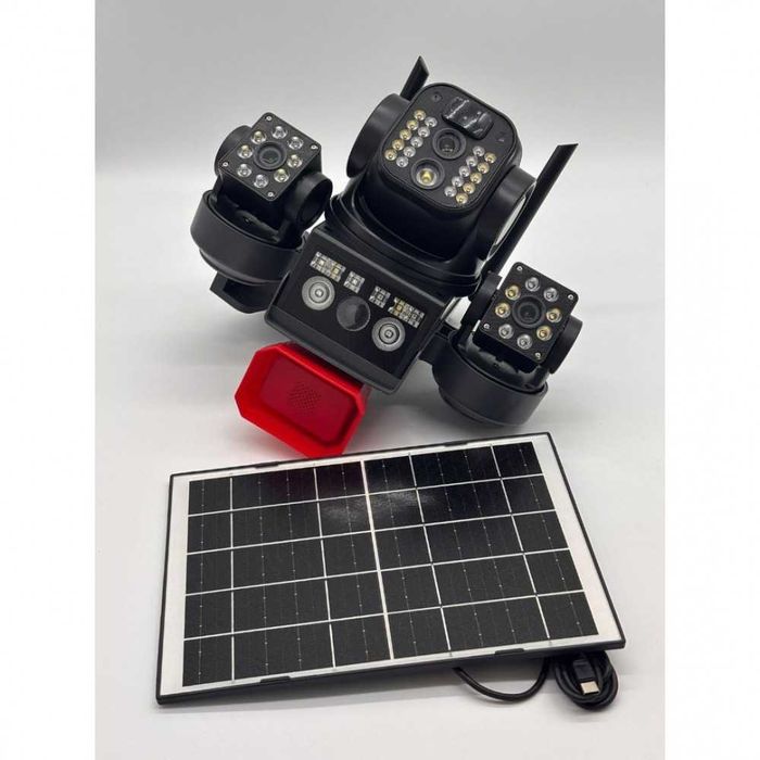 WIFI Тройна соларна камера 16MP с аларма |V380 външна, без ток Sunvision