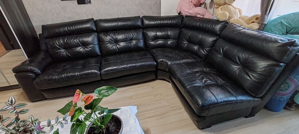 Черен диван-ест. телешка кожа