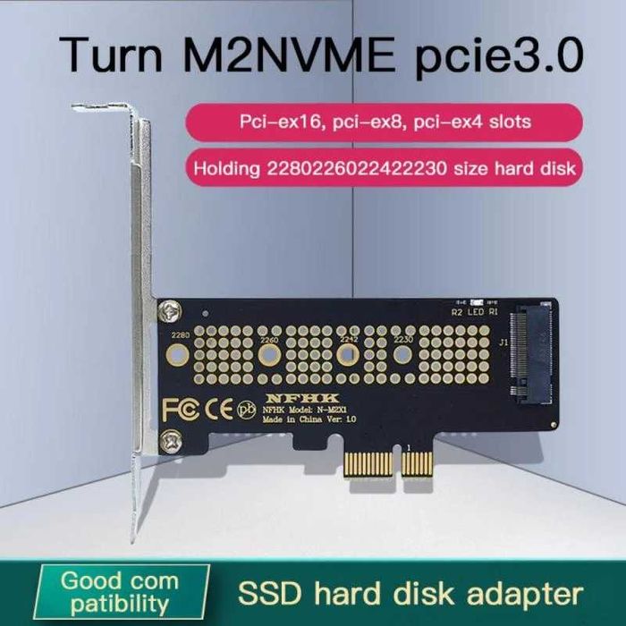 Преходник M.2 (M2) SSD NVME към PCI-E 3.0 x1 + Гаранция