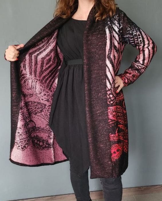 Жилетка,  плетиво, овърсайз, шарен десен