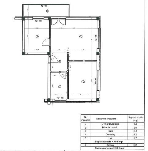 Apartament 3 camere, 50 mp, finisat, AC, parcare la cerere, zona Tiner